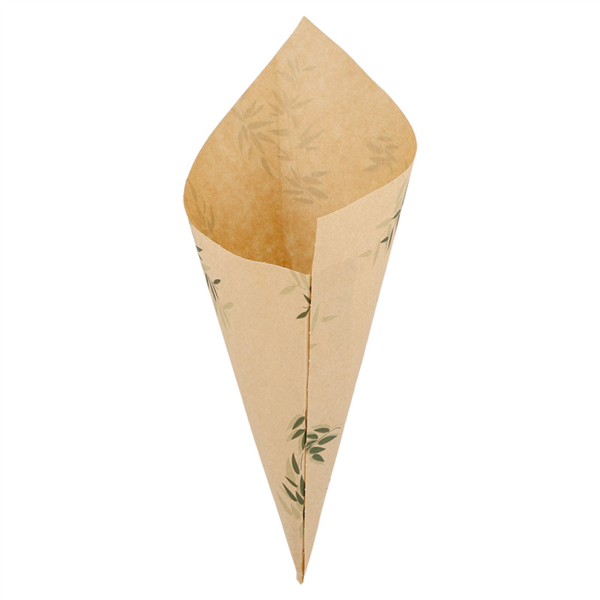 Cono porta fritti in carta avana flower